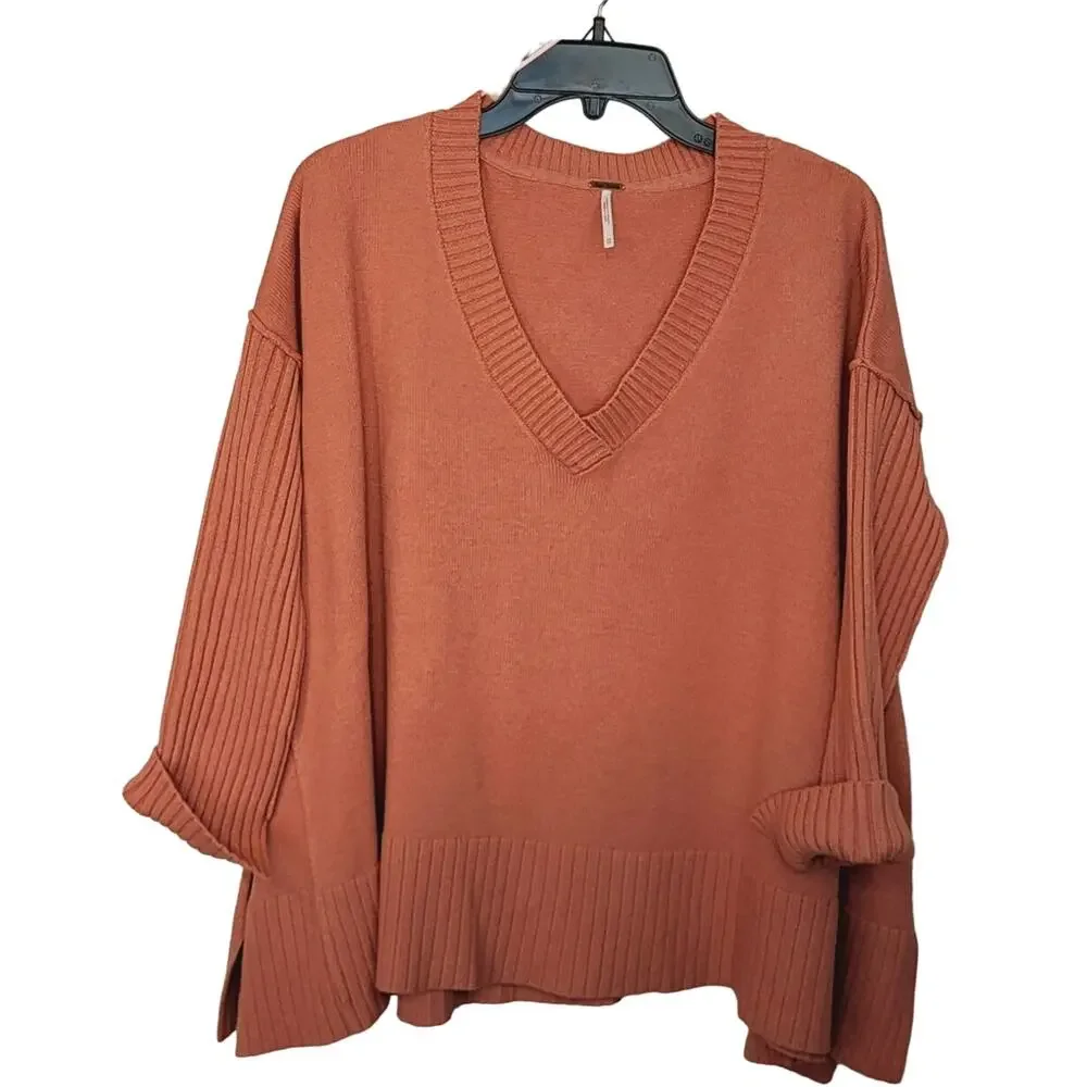Free People Orion V-Neck Long Sleeve A-Line Tunic in Light Rose Size XS NWT